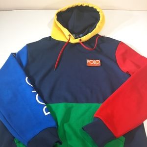 Polo Ralph Lauren Hi Tech Color Block Hoodie, Pull Over Double Knit Size Medium